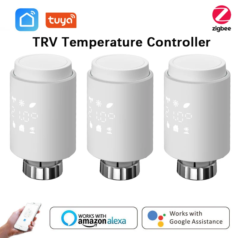 

Умный привод радиатора Tuya ZigBee, программируемый термостатический клапан радиатора, контроллер температуры, работает с Alexa Google home