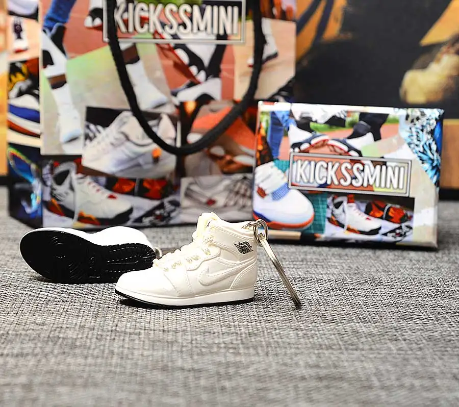 a pair w metal ring Персональный DIY Jordan Generation AIR JORDAN 1 chicago 3D кроссовок фигурный брелок сумка Подвеска парный брелок - Цвет: a pair w metal ring