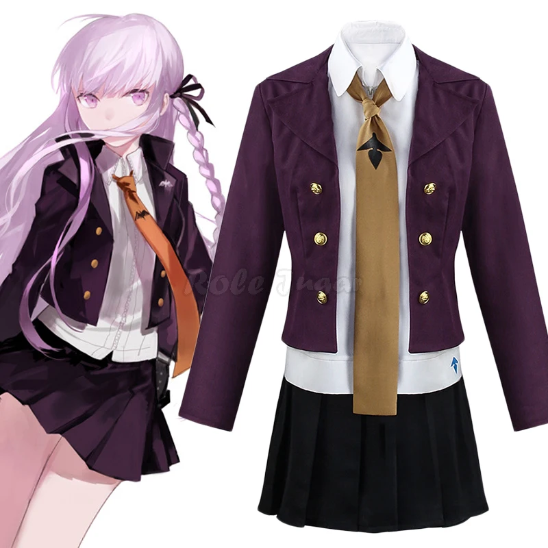 

Anime Danganronpa Kirigiri Kyouko Cosplay Costume Women Jacket+Shirt + Skirt Suit Long Wig For Halloween Show Costumes C135K184