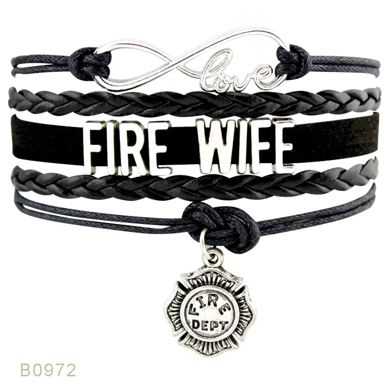 Бесконечность любовь пожарные жены мама красный черный пожарный браслеты для