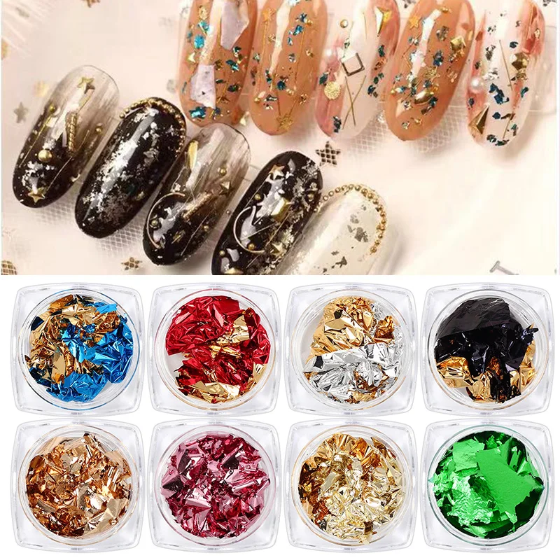 Несимметричная Фольга для ногтей пайетка наклейка бумага золотой серебряный