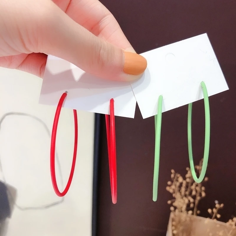 6CM Big Circle Hoop Earrings For Women Korean Yellow Green Colorful Hoop Earring Female Brincos Fashion Jewelry Gifts
