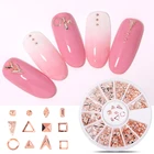 3D заклепка из розового золота, металлическая звезда, различные узоры, острый низ, сделай сам, 3D дизайн ногтей, украшение в форме колеса, 1 коробка