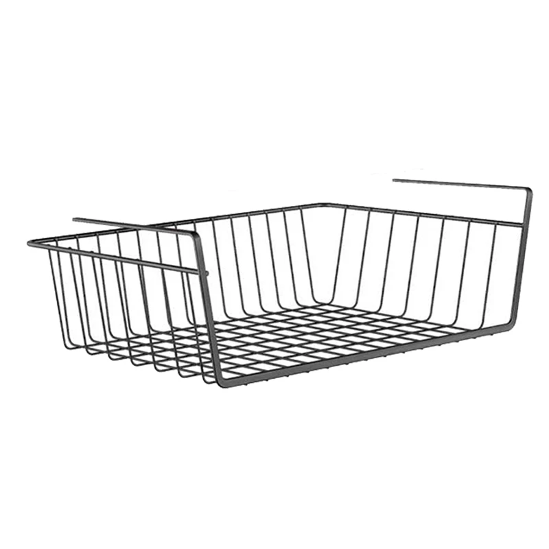 

Under Shelf Basket, 4 Pack Black Iron Rack, for Storage Space on Kitchen Pantry Desk Bookshelf Cupboard