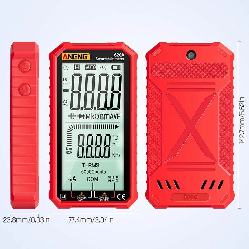 

Large Screen Auto-Range Digital Multimeter True-RMS Voltage Current Ohm Capacitance Continuity Temp Frequency Diode Test