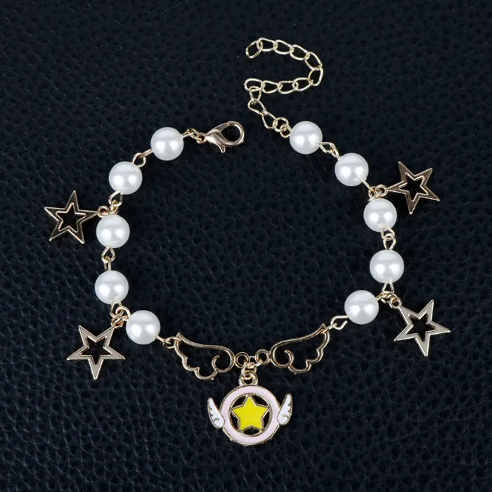 Sailor Moon очаровательный браслет мультфильм аниме Cardcaptor Сакура цветок браслеты из перламутровых бусин браслеты Косплей Подарки для женщин девочка ребенок - Окраска металла: gold