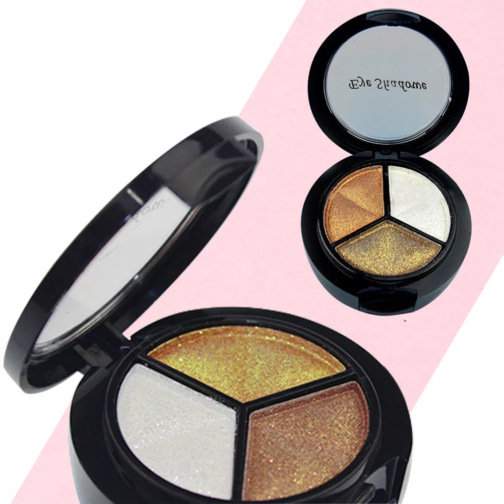 

1 Set Three Colors Eyeshadow With Bottom Brushes And Mirrors Waterproof Long Long Lasting Eyeshadow Powder