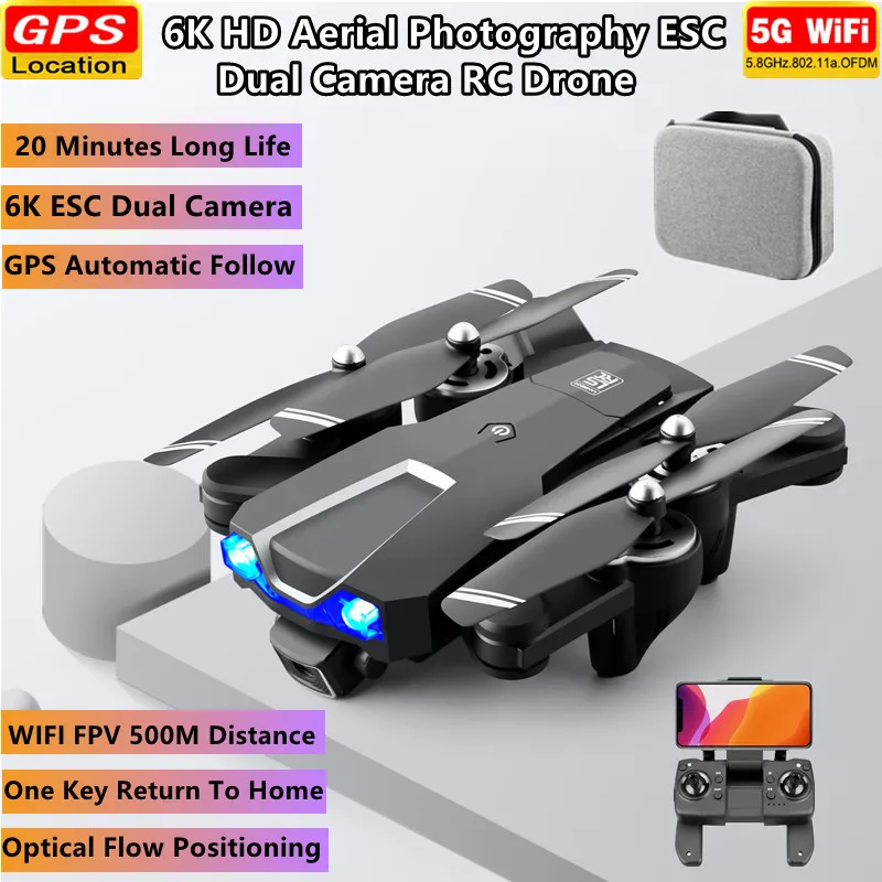 

GPS Optical Flow Dual Positioning WIFI FPV Remote Control Drone 6K ESC 20Mins One Key Return Headlessness Mode RC Quadcopter Toy