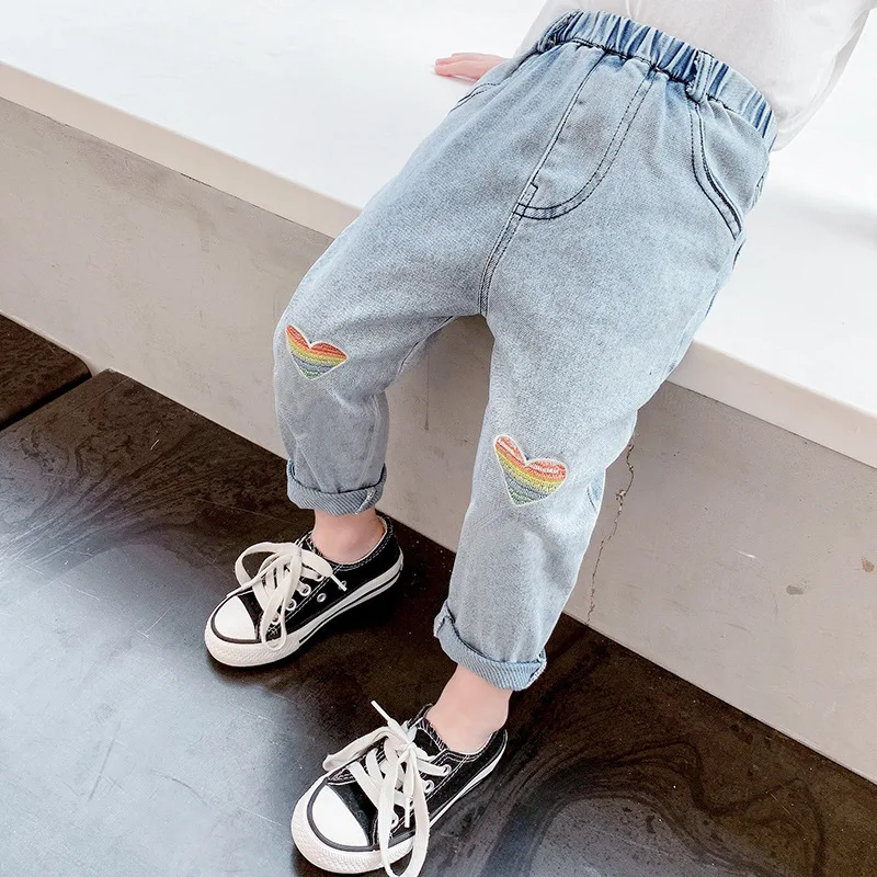 

High Waist Jeans For Girls 4 Years Old Pants For Boy Child Boy Trousers For Children Loose Children's Clothing With Love Patter