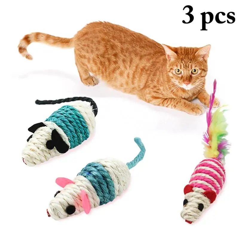 

3PCS Mice Cat Toys Interactive Cat Squeaky Toys Kitten Simulation Mouse Toys Cats Training Toys Cat Bite Toy Random Color