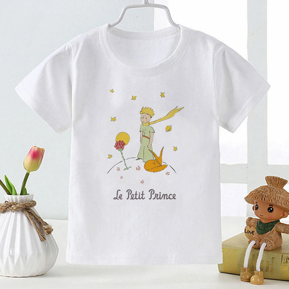 

Literary Fairy Tales Girl Baby Tshirt Little Prince Printed Fashion Korean Trend Child Clothes Summer Casual Tops Soft Fabric