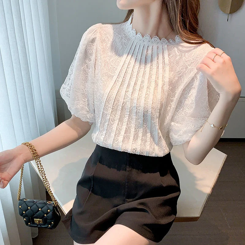 

2021 Fashion Tops Lace Elegant White Collared Designer Corset Shirt Womens Shirts Long Sleeve Sheer Blouse Crop Velvet Korean