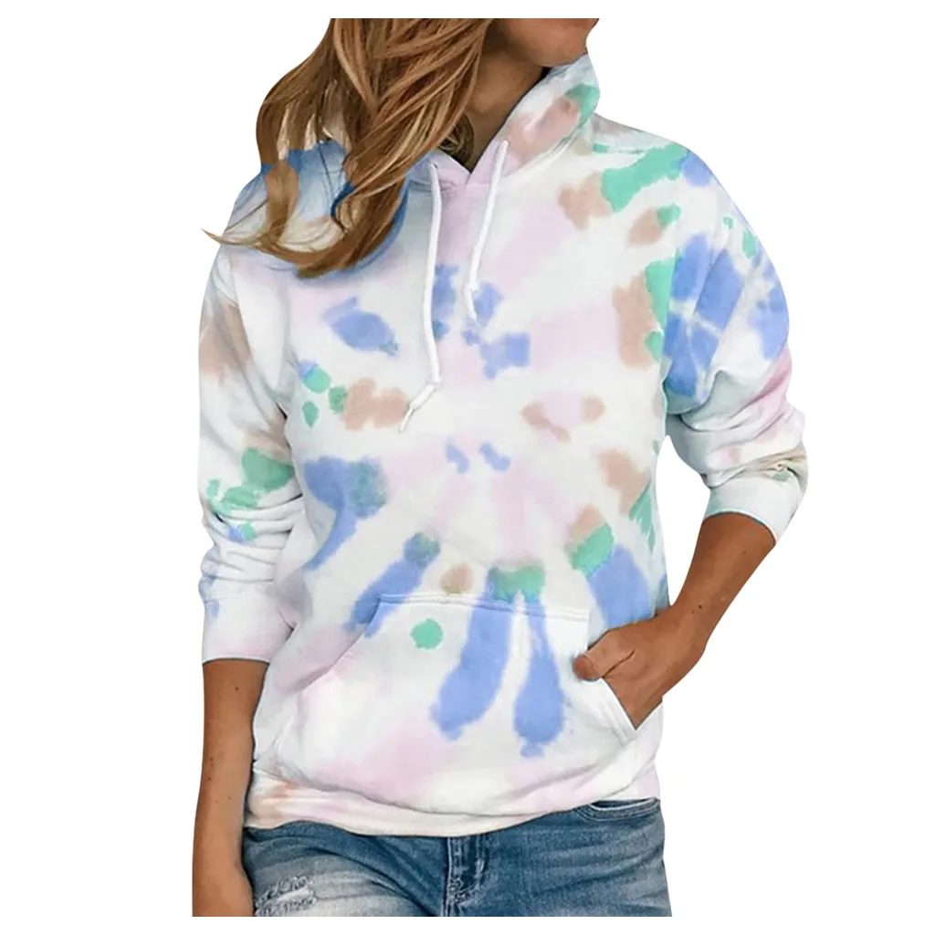 new arrival women sweetshirts Plus Size Tie-Dye Printed Gradient Pullover Long Sleeve Sweatshirt Top sudaderas para mujer