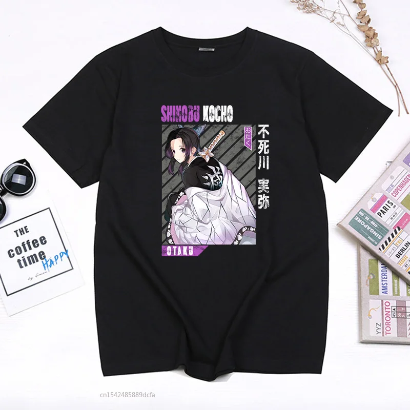 

Kawaii Demon Slayer Shinobu Anime T-shirt Hip Hop Streetwear Tees Kimetsu No Yaiba Funny Cartoon Camisetas