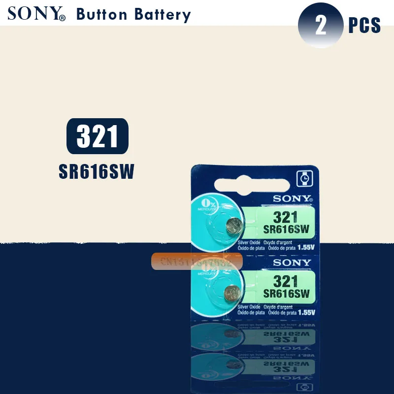2 шт. Sony 100% оригинал 321 SR616SW 1 55 в оксид серебра часовая батарея кнопочная монетница