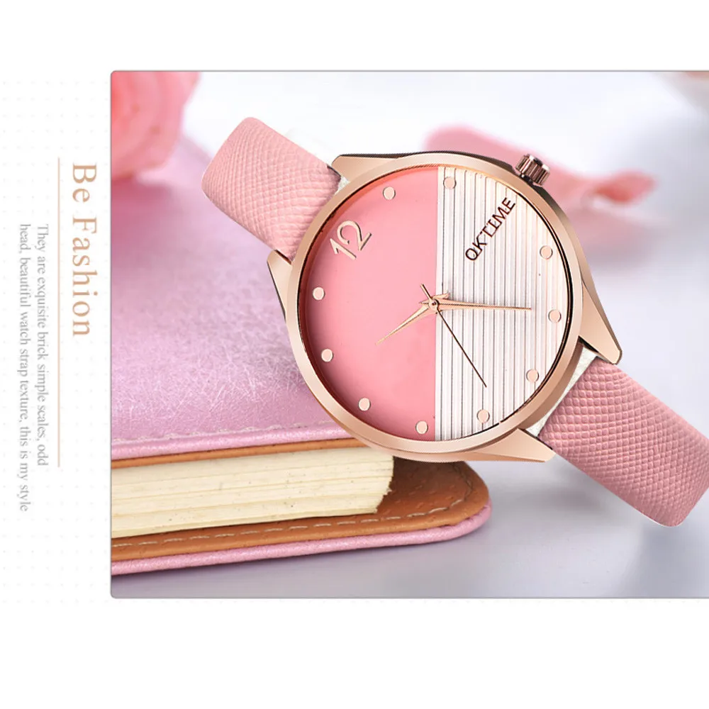 

Women's Creative Dial Quartz Watch Ladies Leather Strap Round Watch Watches Women Fashion Watch 2021 Pink Relógio Feminino