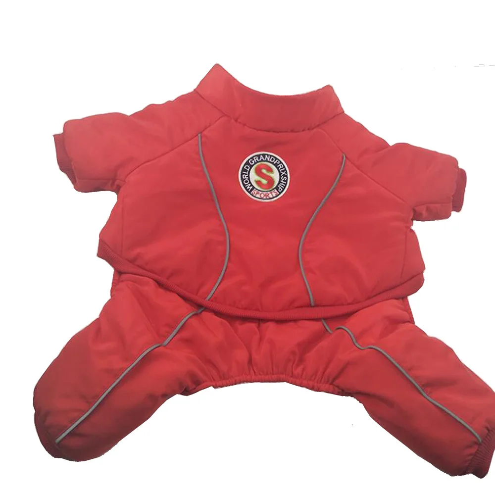 Зимняя одежда для собак флисовый теплый комбинезон 2 цвета светоотражающие ремни