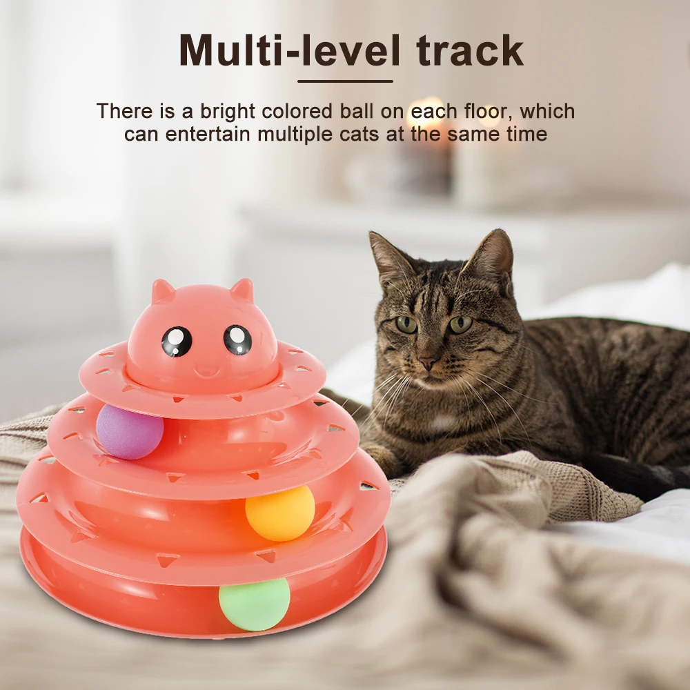 

high-quality ABS Three-Tier Turntable Pet Toy Three-Tier Track 3 Balls Of Different Colors Stay Away From Obesity And Dullness