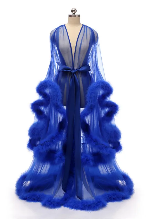 Royal blue Свадебное платье для невесты с розовыми перьями, свадебное платье из тюля, длинное платье для дня рождения, сексуальное платье с перьями - Цвет: Royal blue