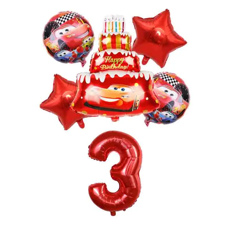 6 шт с машинкой Маккуин на день рождения вечерние украшения торт фольга шарики Baby