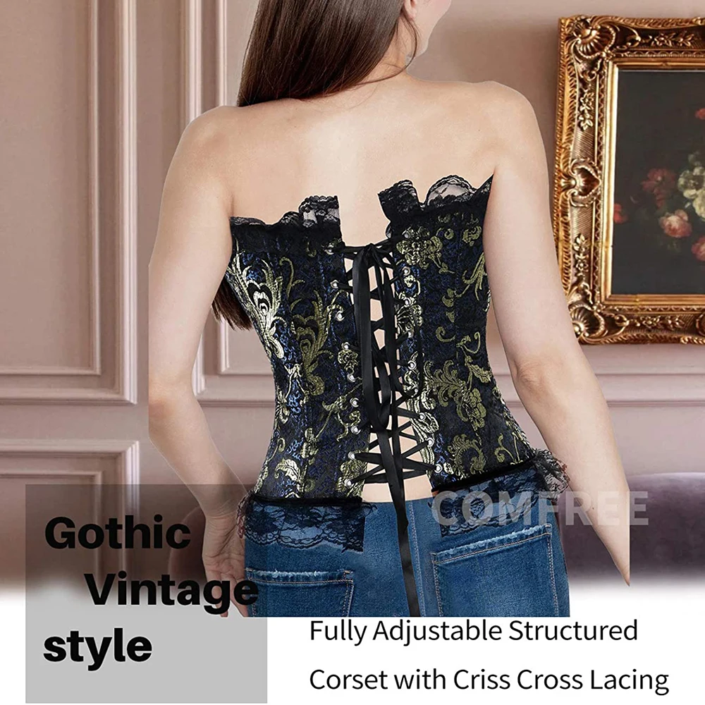 Женский Готический корсет для талии в стиле стимпанк Бюстье с вышивкой размера