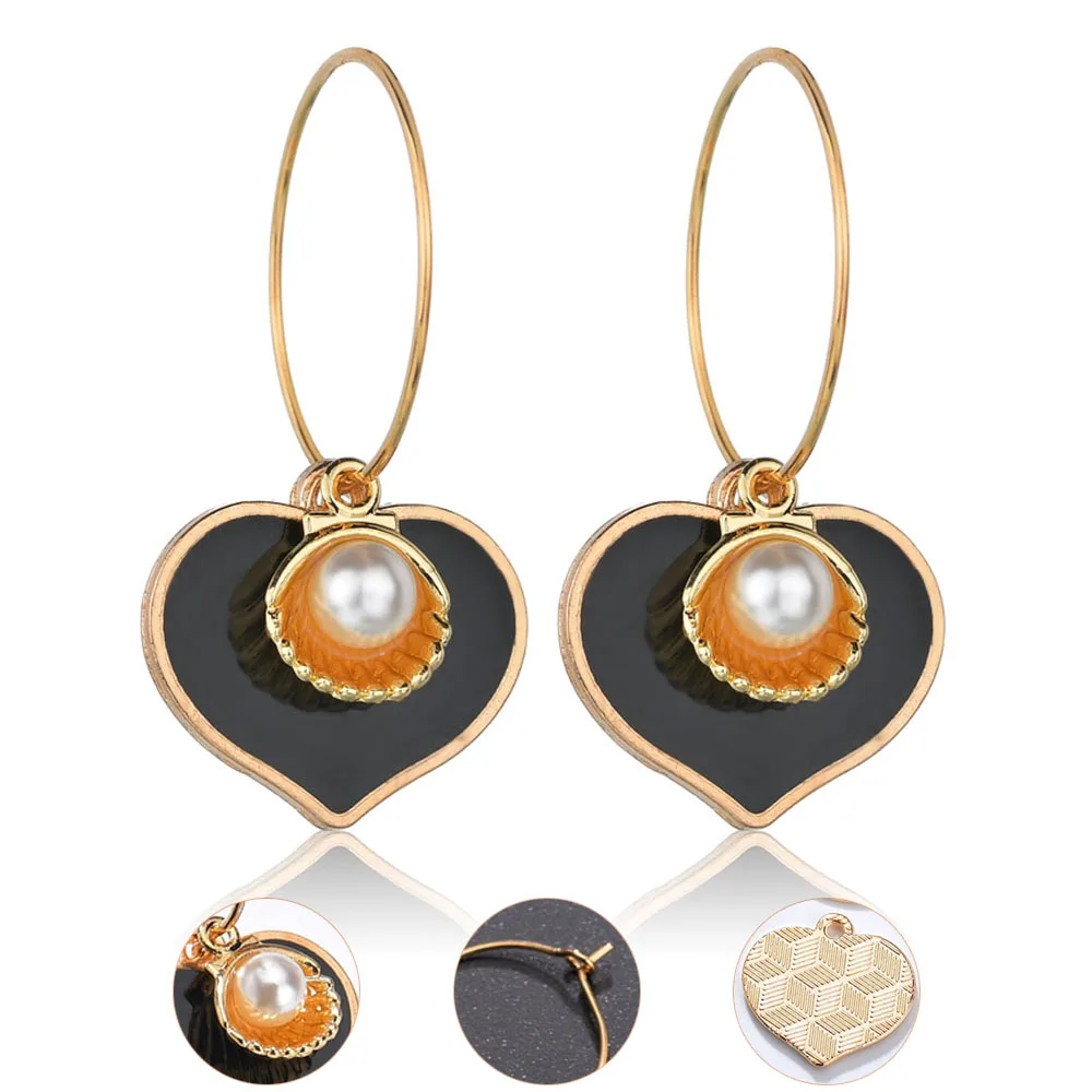 Женские золотые серебряные круглые серьги гламурные капли масляное сердце с