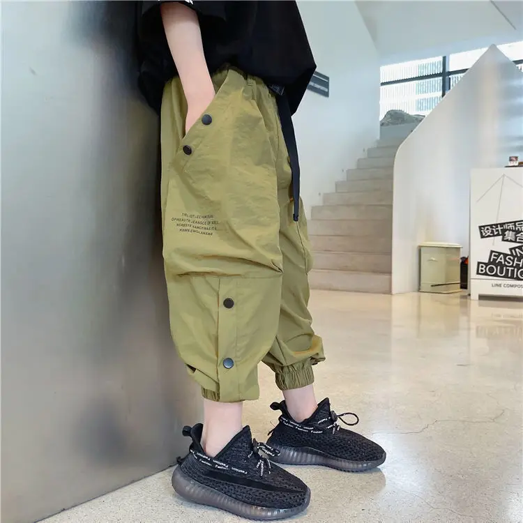 

Big Kids Thin Pants Boys Harem Pants Long Johns for Kids Clothing Spring Summer Fall Trousers Fashion Button Boy Clothes