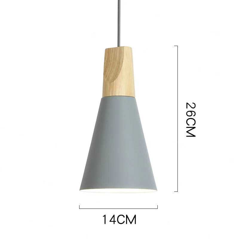 14cm Grey Современный светодиодный подвесной светильник в скандинавском стиле из дерева, для кафе, ресторана, спальни, кухни, разноцветное украшение для дома, алюминиевый светильник - Цвет корпуса: 14cm Grey