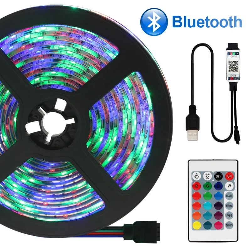 

Led Strip Lights SMD 2835 5050 Flexible Stripe Led Bluetooth TV Background RGB luces Lighting Tape Ribbon Diode 3Key Neon 5V US