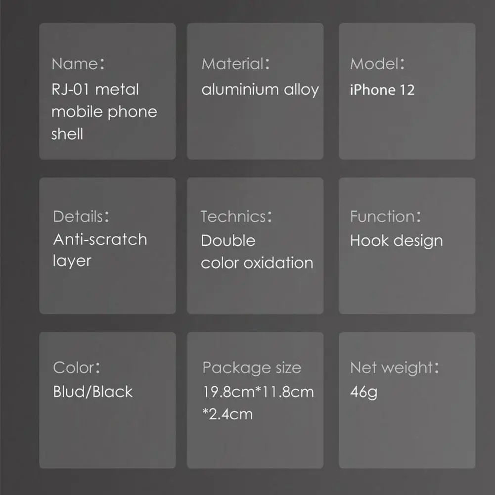 

Aluminum Metal Heavy Armor Cover Mobile Phone Protective Case Mobile Phone Case For IPhone12 Lanyard E2L0