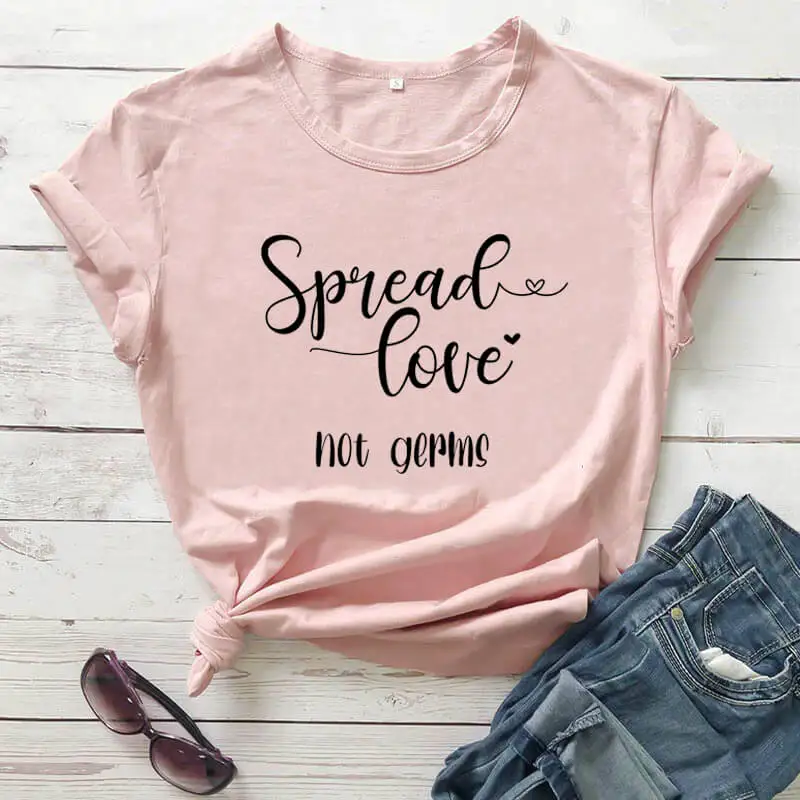 Футболка с принтом Spread Love Not Germs футболка для защиты от непогоды 2020|Футболки| |