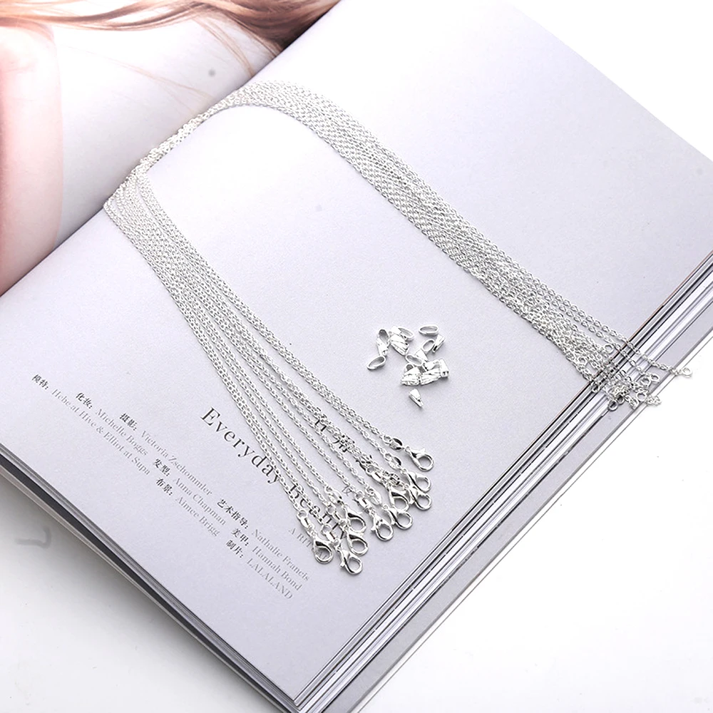 100 шт. женских серебряных/золотых/бронзовых о-образных ожерелий на 1,8 мм тонкой роло-цепи для изготовления ювелирных изделий с заводской ценой прямых продаж.