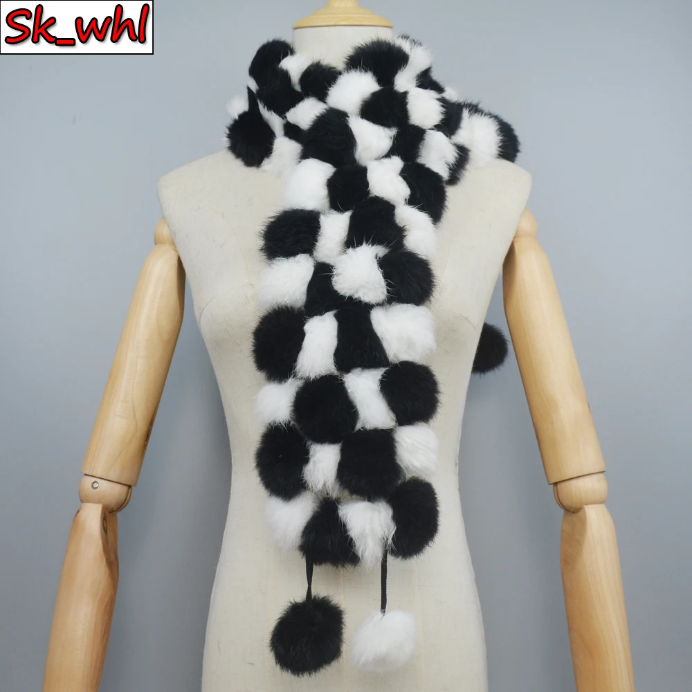 

2021 Women Natural Real Fur Scarf Winter Warm Genuine Rabbit Fur Neckerchief Lady Real Rabbit Fur Ring Scarves Wholesale Retail