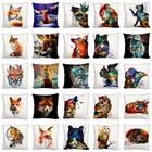 45 см * 45 см дикие животные дизайн диванная Подушка Наволочка льняная лиса Кот Волк Орлан сова лес диван Подушка Наволочка декоративный чехол Cojines