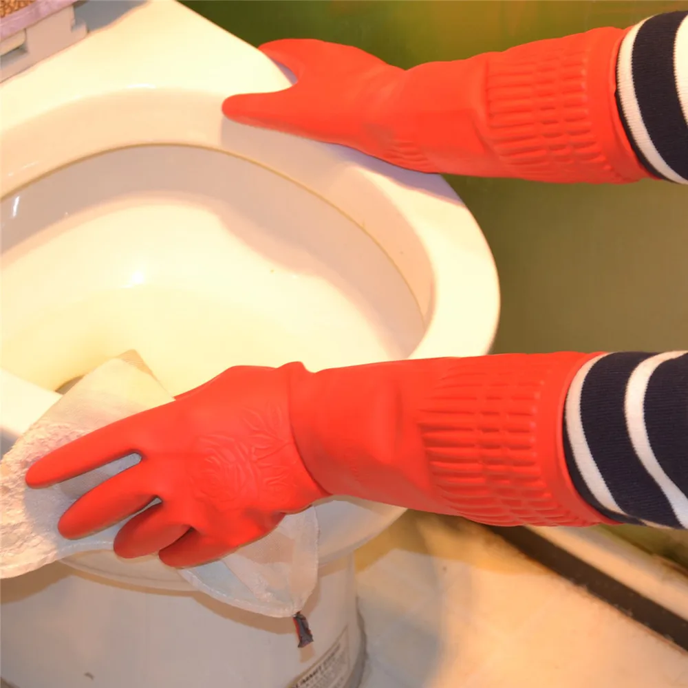 Латексные перчатки для мытья посуды резиновые кухни дома и сада длинные