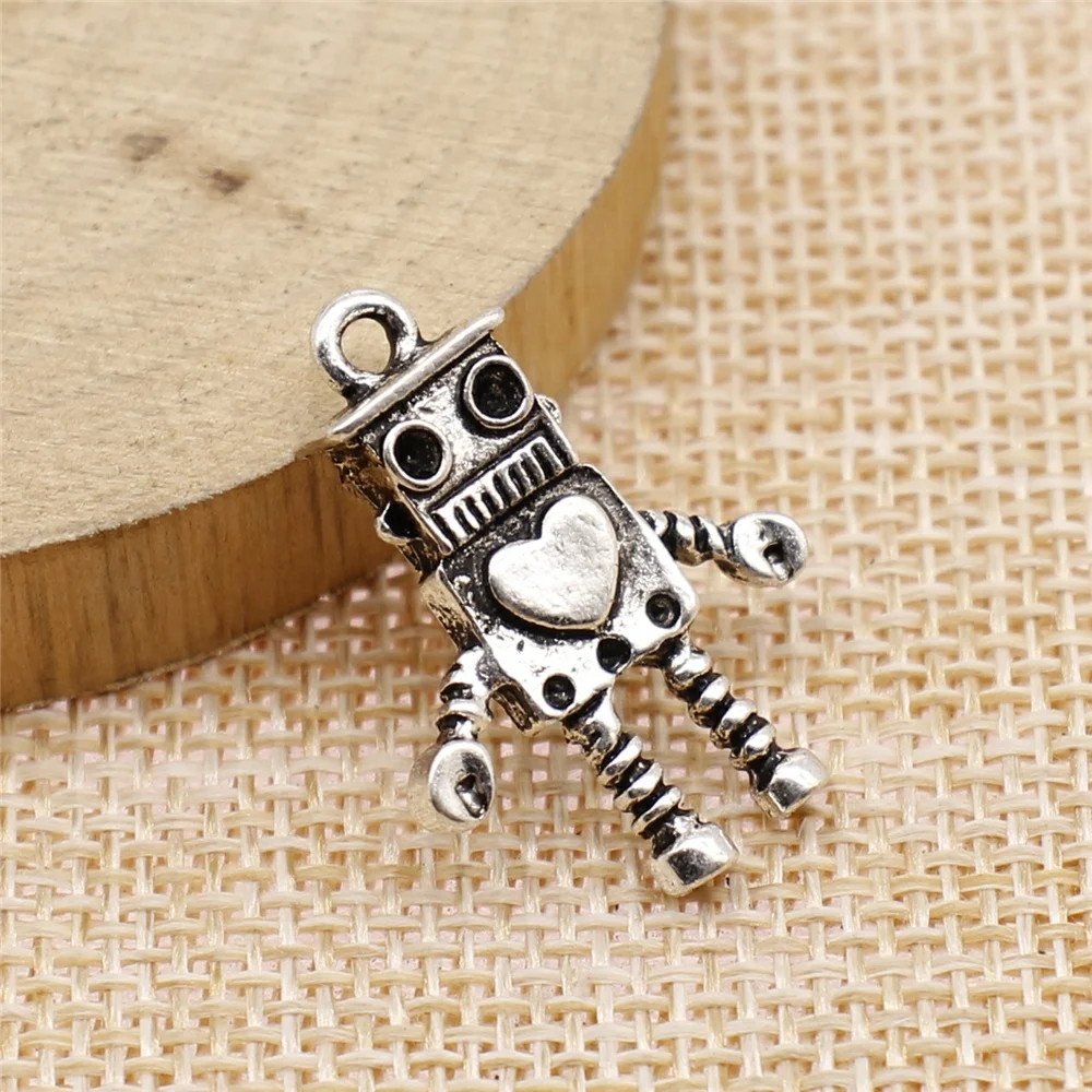 

3Pcs 19x27mm Antique Silver Color Robot Charms Antique Jewelry Making DIY Handmade Craft