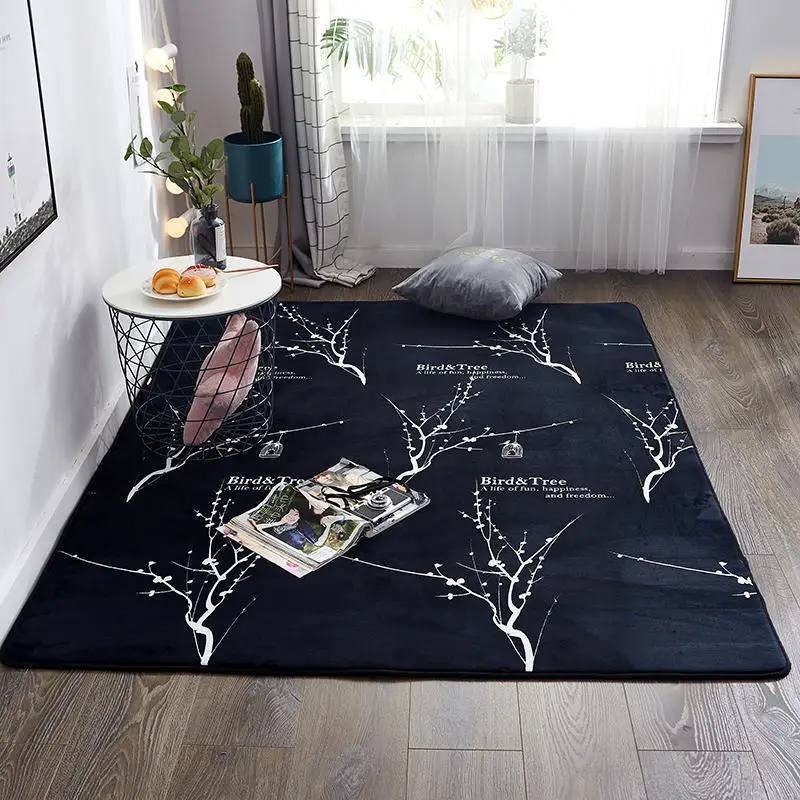 Ковер Slow Tree в скандинавском стиле для спальни гостиной 95x95 см моющийся детский
