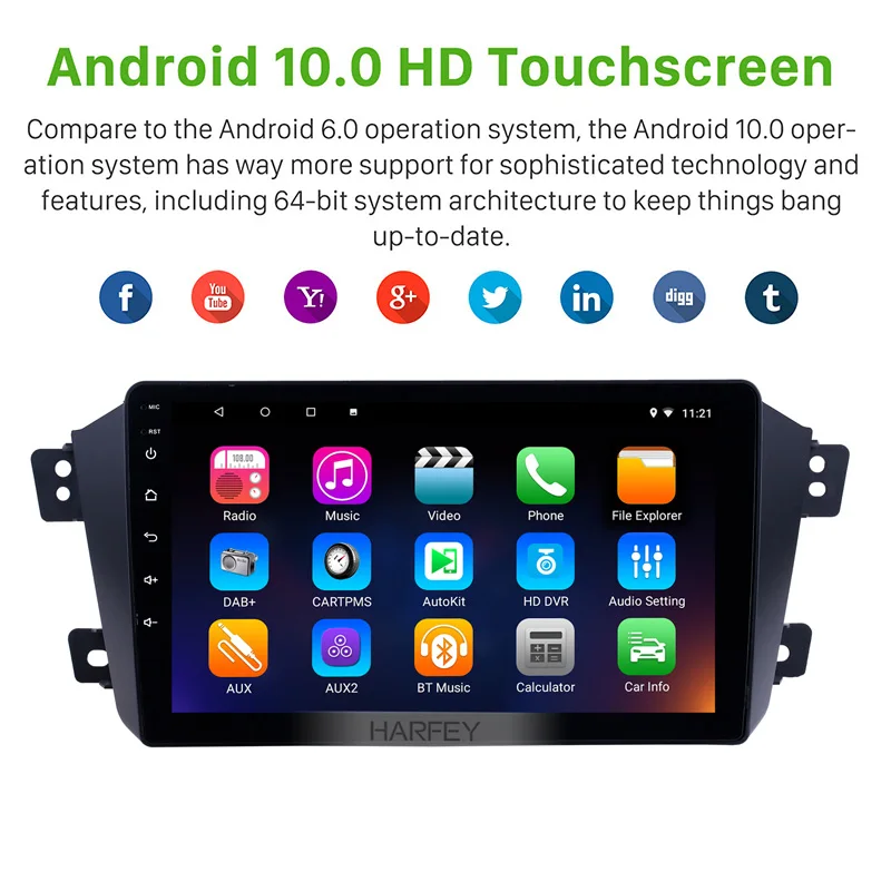 Harfey Android 10 0 API 29 автомобильный стерео 2 Гб ОЗУ 32 ПЗУ радио головное устройство GPS Navi