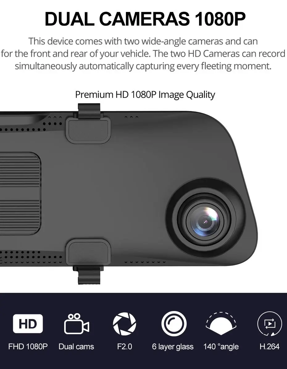 12 дюймов Android8.1 Автомобильный видеорегистратор 2G+ 32G gps Bluetooth навигация FHD 1080P+ 1080P зеркальный рекордер 4G Wifi ADAS Dash cam