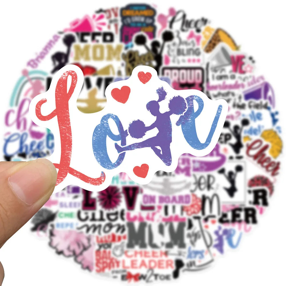 

50Pcs Cheer Sleigh Stickers Luggage Fridge Toy Mixed Cheerleading Girl Decal Home Decor DIY Cool Stickers Kid's