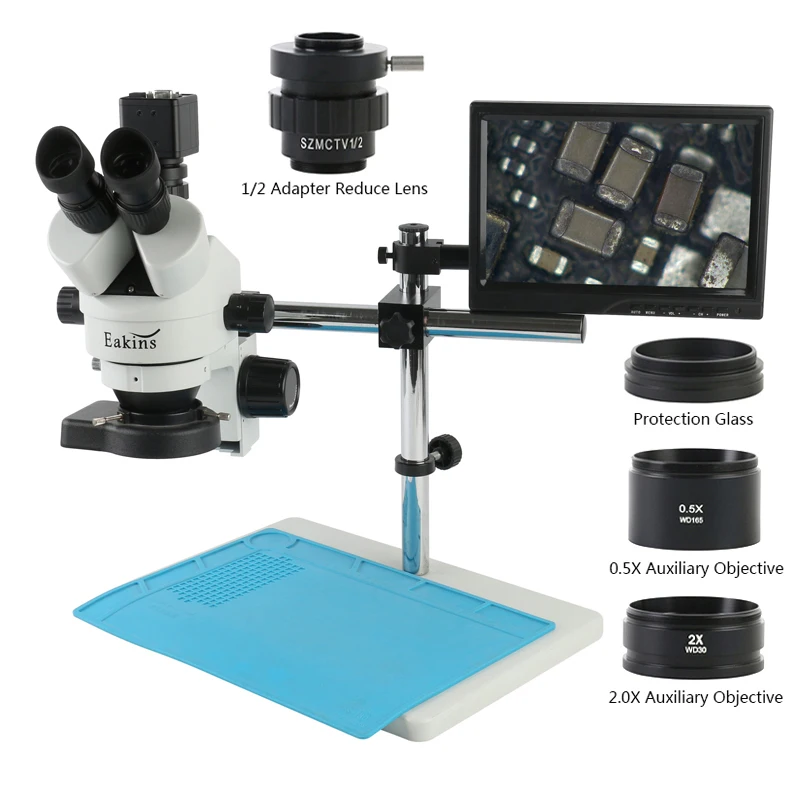 

Большая Рабочая дистанция 14MP 1080P HDMI VGA микроскоп камера 3,5-90X Тринокулярный Стерео микроскоп 144 светильник ремонт телефона PCB