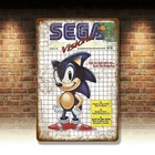 Металлический постер Sega Sonic Mega Drive в стиле ретро, винтажная вывеска, видеоигра