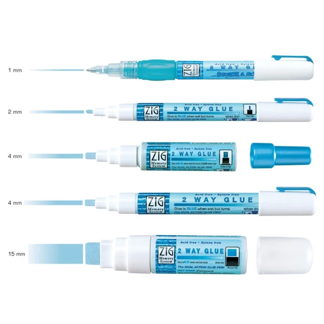 What are the differences between the 4 types of Zig-2 Way Glue Pens? 