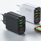 Зарядное устройство для телефона с цифровым дисплеем, 3 USB-порта
