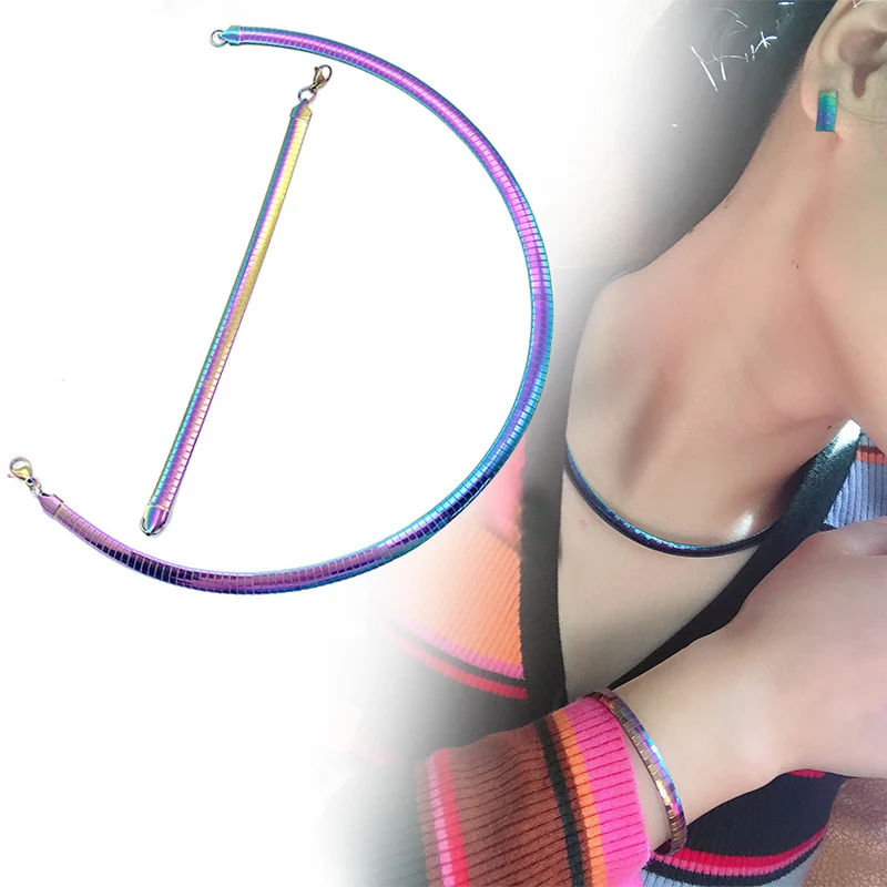 Женский комплект из ожерелья и браслета с цветным воротником вечерние комплекты