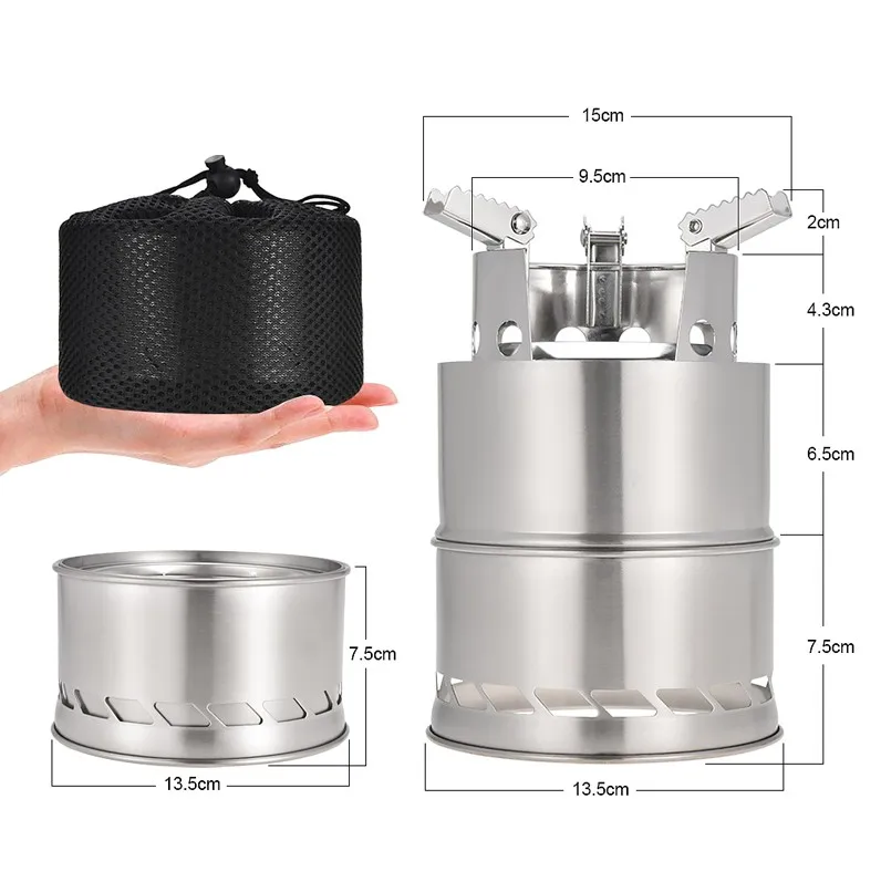 Новая ветрозащитная плита для кемпинга портативная дровяная из нержавеющей