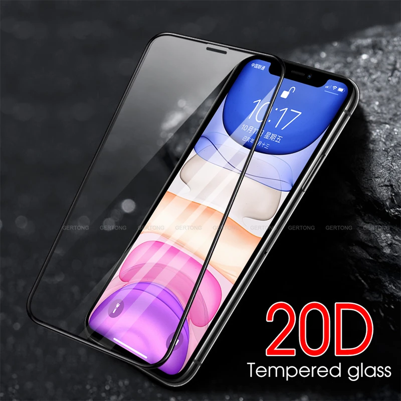 Закаленное стекло 20D для iPhone 7 8 6 6s Plus X 10 защита экрана полное покрытие защитная