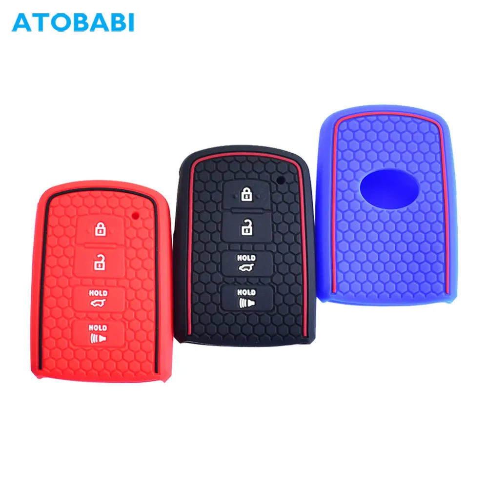 

Silicone Car Key Case 4 Button Smart Keyless Remote Control Protect Cover For Toyota Camry RAV4 Avalon Corolla Highlander Aurion