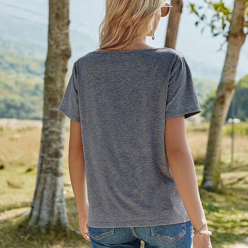 

Knitted T-shirt women clothing Summer Casual Slim Tee-shirt Female Clothes Lace Hollow V-neck ladies tee tops Splice