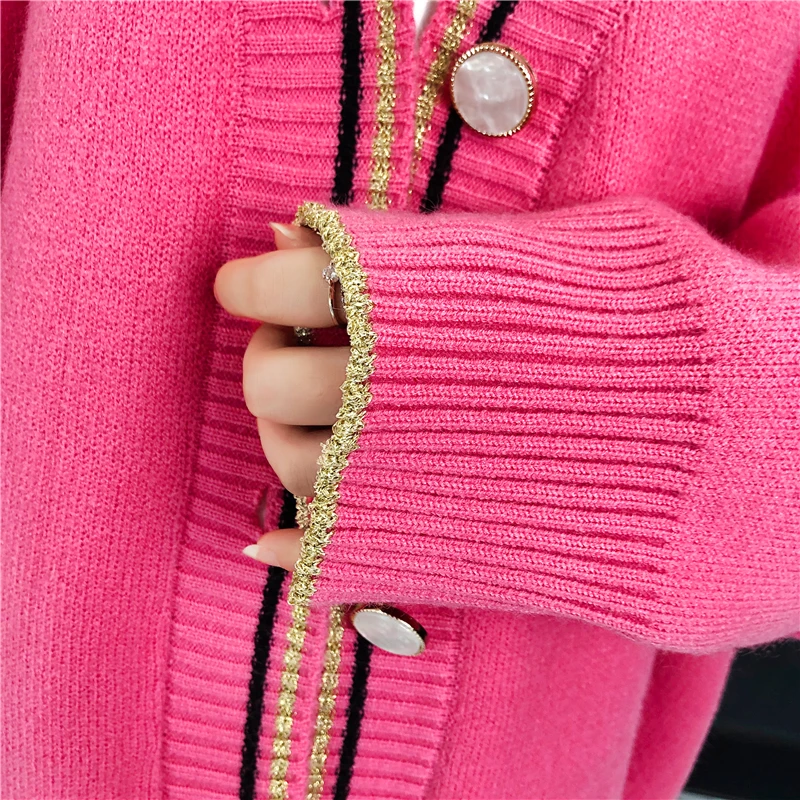 

Aihuyigui 2019 Autumn Winter New Women Knitting Sweater Ruffles Sleeve Single Breasted Blue V-neck Long Jacket Coat Casual Hs702